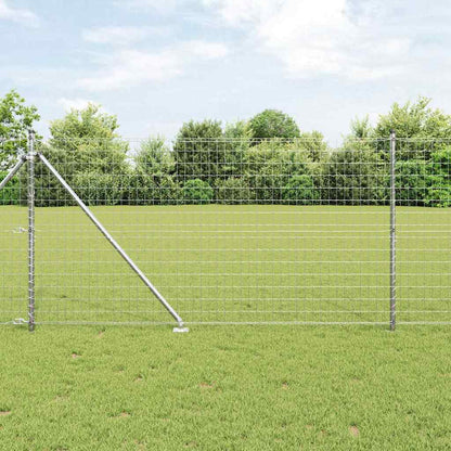 Euro-Zaun mit Stacheln 10 x 1,4 m Verzinkter Stahl Silber Netz