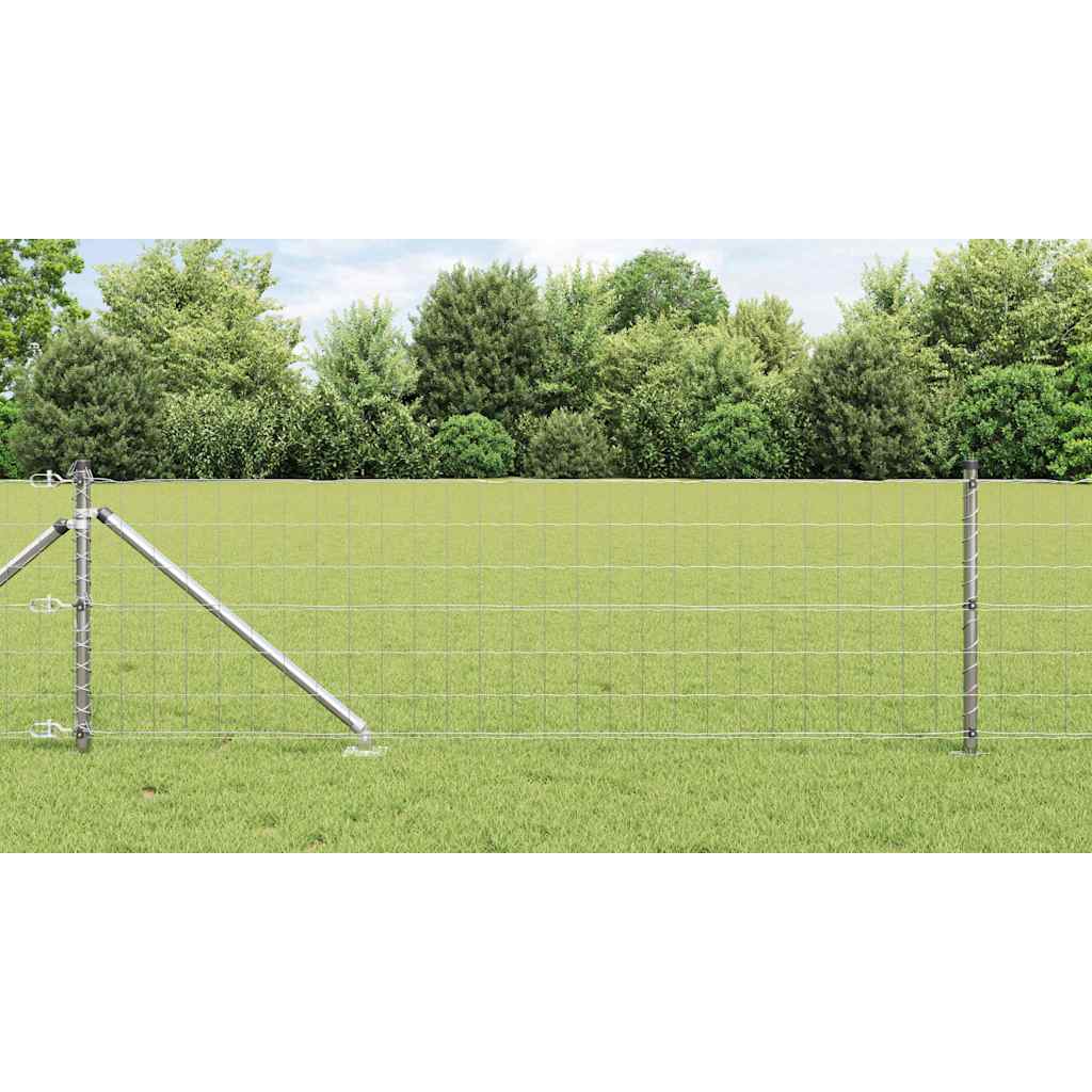 Euro-Zaun mit Stacheln 10 x 0,6 m Verzinkter Stahl Silber Netz