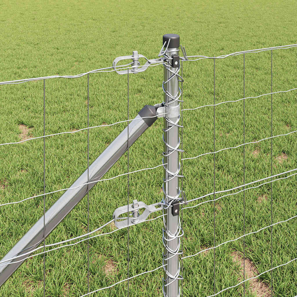 Euro-Zaun mit Stacheln 10 x 0,6 m Verzinkter Stahl Silber Netz