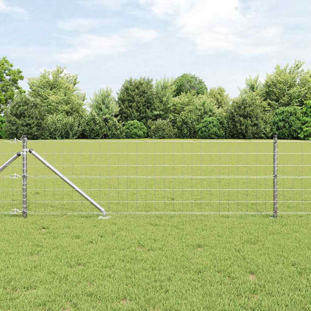Euro-Zaun mit Stacheln 10 x 0,6 m Verzinkter Stahl Silber Netz