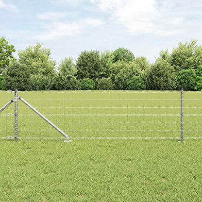 Euro-Zaun mit Stacheln 10 x 0,8 m Verzinkter Stahl Silber Netz