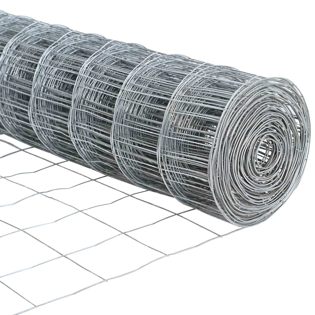Euro-Zaun mit Stacheln 10 x 1 m Verzinkter Stahl Silber Netz