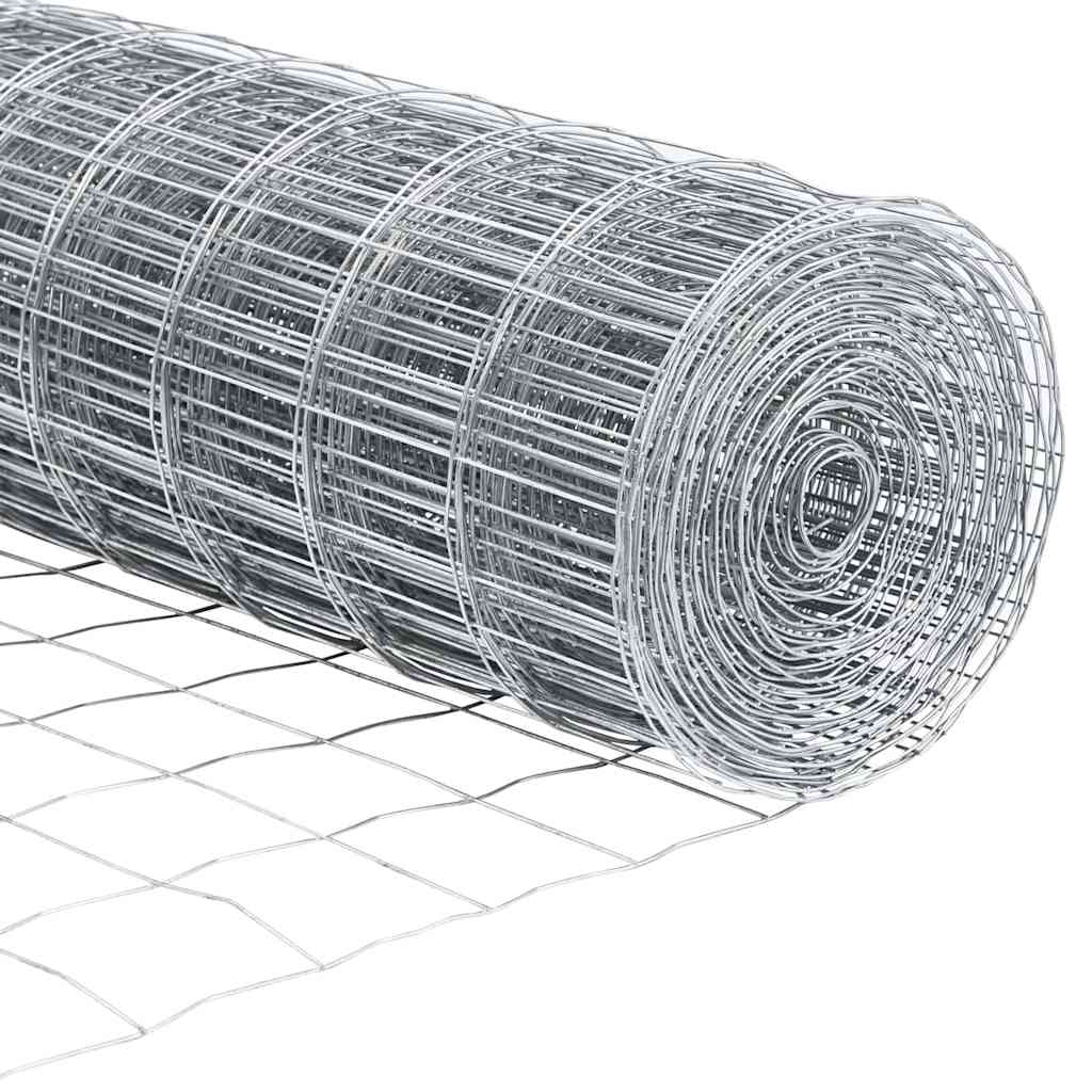 Euro-Zaun mit Stacheln 25 x 1,2 m Verzinkter Stahl Silber Netz