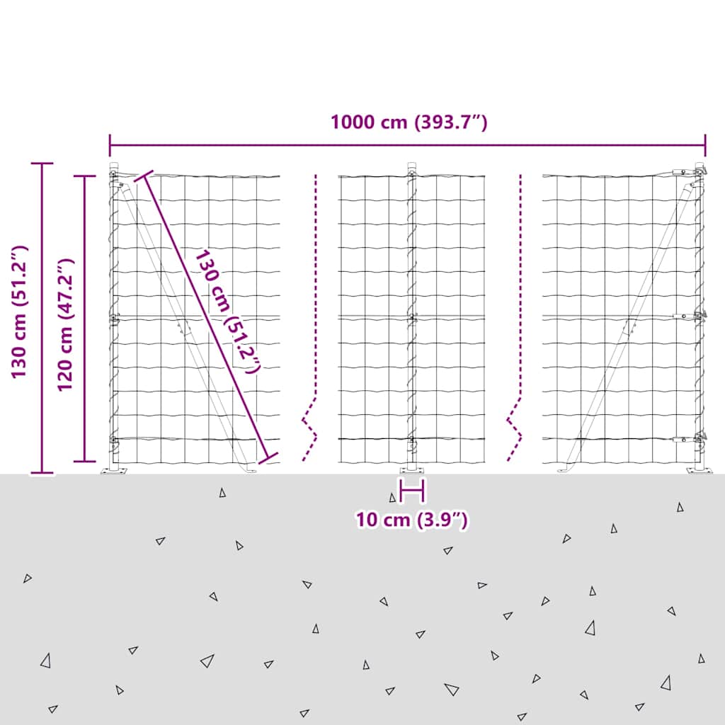 Euro-Zaun mit Betonsockel 10 x 1,2 m PVC-beschichteter Stahl