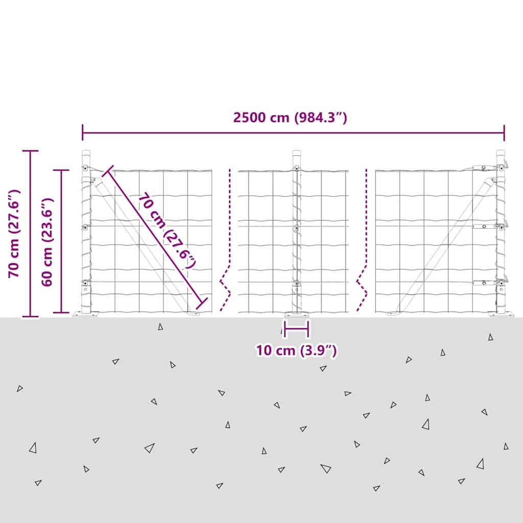Geschweißter Drahtzaun mit Betonfundament 25 x 0,6 m (B x H)