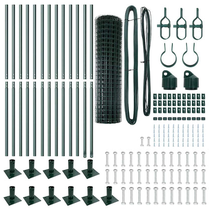 Euro-Zaun mit Betonsockel 25 x 1 m PVC-beschichteter Stahl Grün