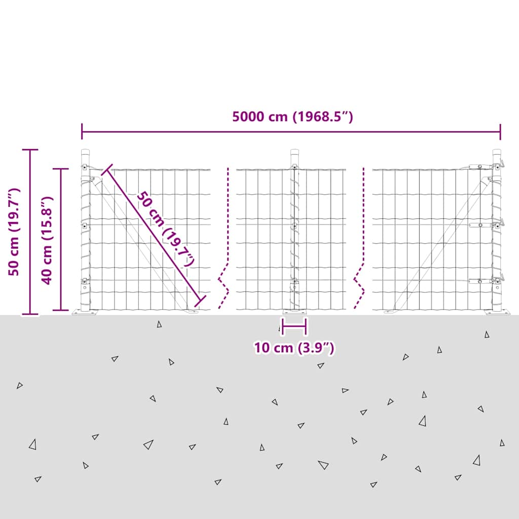 Geschweißter Drahtzaun mit Betonfundament 50 x 0,4 m (B x H)