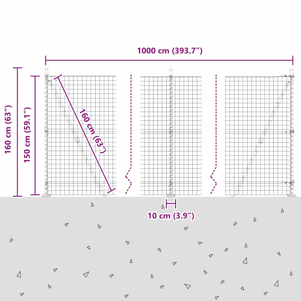 Geschweißter Drahtzaun mit Betonfundament 10 x 1,4 m (B x H)