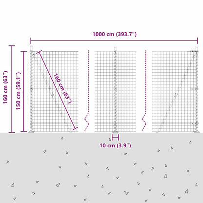 Euro-Zaun mit Betonsockel 10 x 1,5 m PVC-beschichteter Stahl