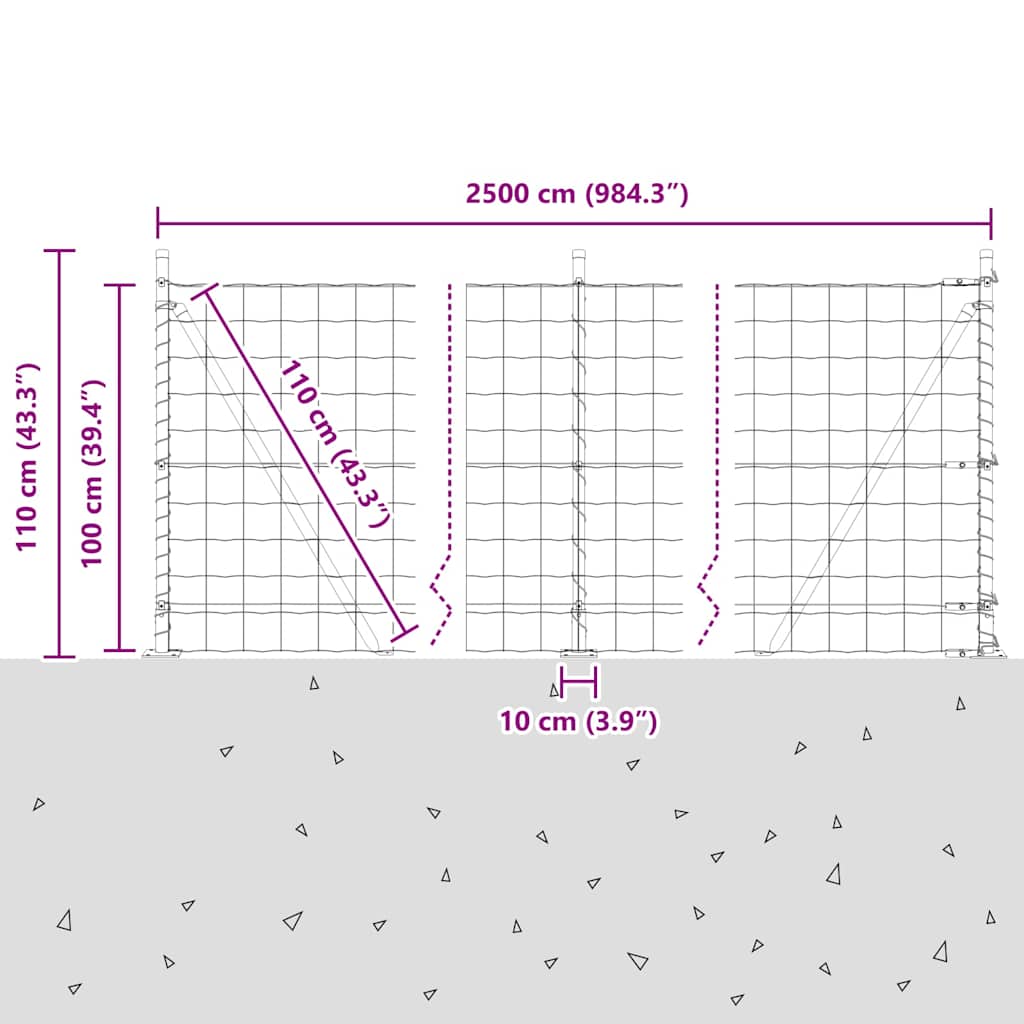 Euro-Zaun mit Betonsockel 25 x 1 m PVC-beschichteter Stahl Grau