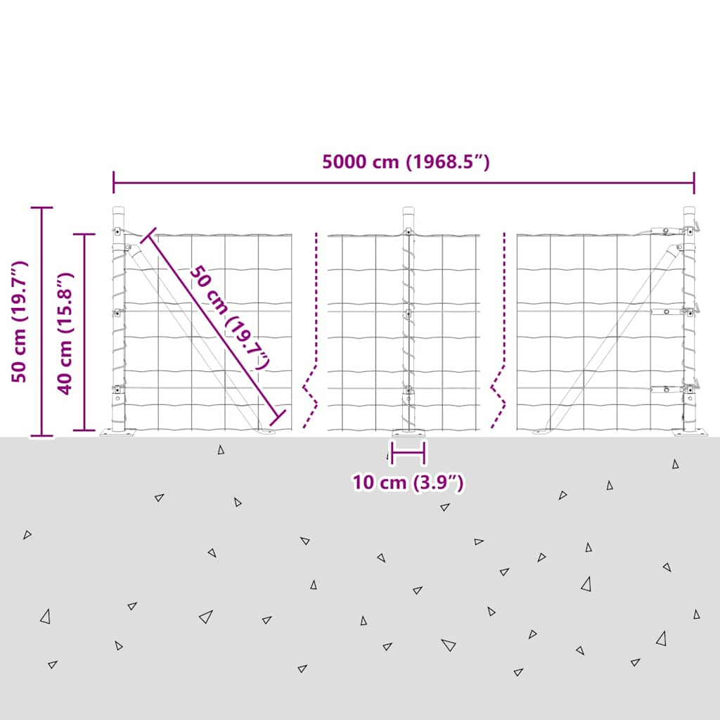 Geschweißter Drahtzaun mit Betonfundament 50 x 0,4 m (B x H)
