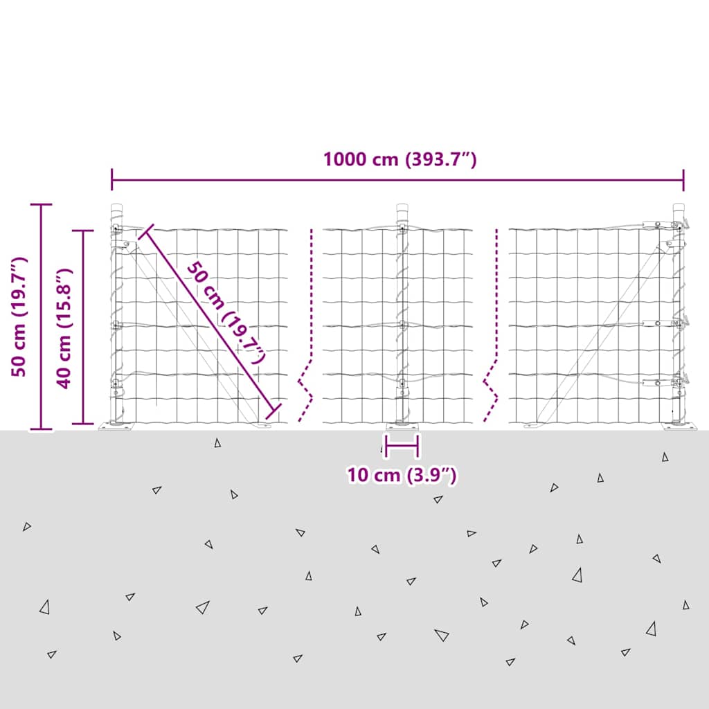 Geschweißter Drahtzaun mit Betonfundament 10 x 0,4 m (B x H)