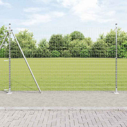 Euro-Zaun mit Betonsockel 10 x 1,4 m Verzinkter Stahl Silber