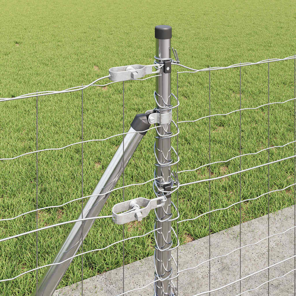 Euro-Zaun mit Betonsockel 10 x 0,6 m Verzinkter Stahl Silber