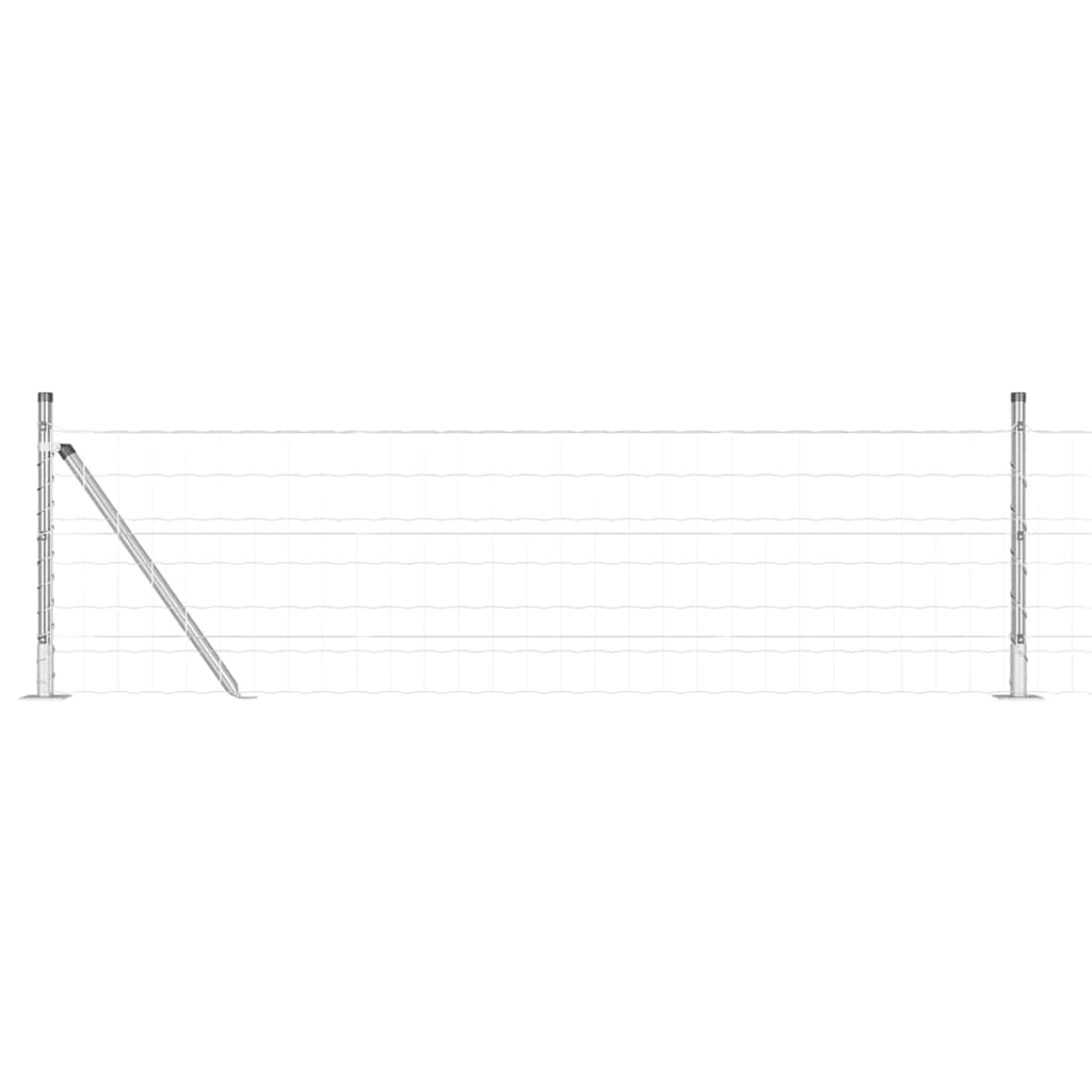 Euro-Zaun mit Betonsockel 10 x 0,6 m Verzinkter Stahl Silber