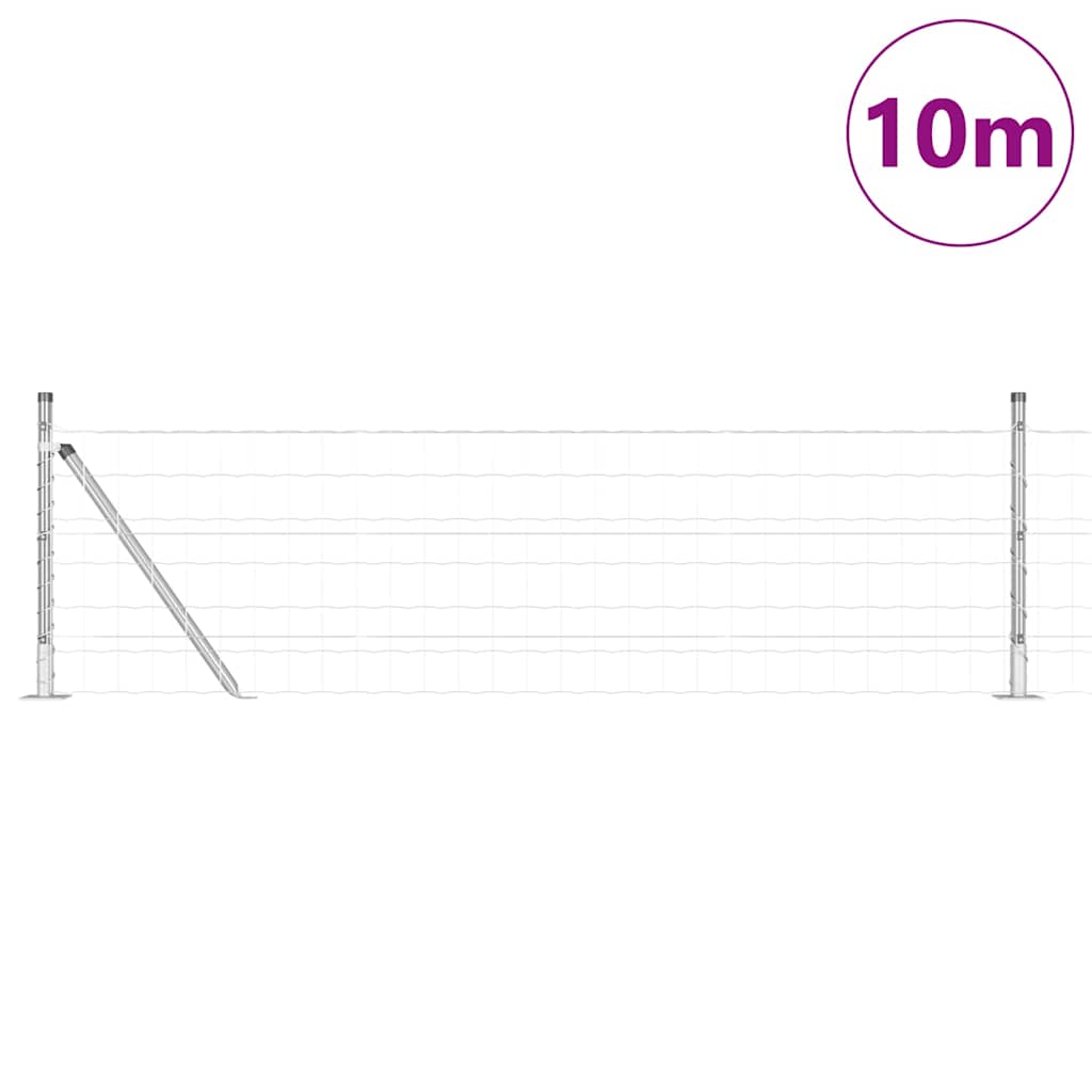 Euro-Zaun mit Betonsockel 10 x 0,6 m Verzinkter Stahl Silber