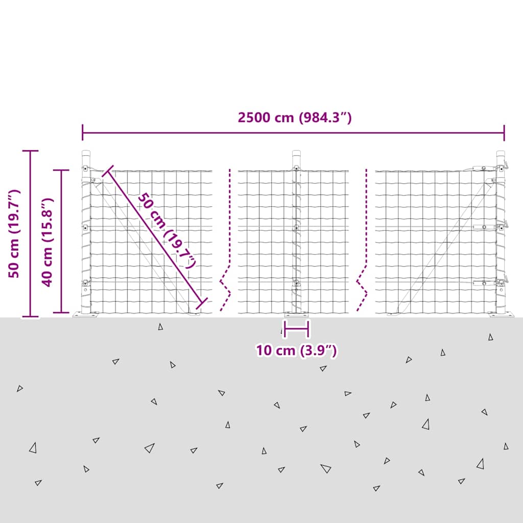 Geschweißter Drahtzaun mit Betonfundament 25 x 0,4 m (B x H)