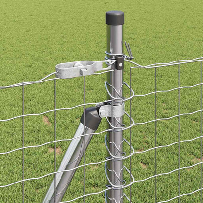 Euro-Zaun mit Betonsockel 25 x 0,8 m Verzinkter Stahl Silber