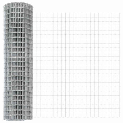 Euro-Zaun mit Betonsockel 25 x 0,8 m Verzinkter Stahl Silber