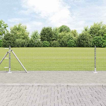 Euro-Zaun mit Betonsockel 50 x 0,6 m Verzinkter Stahl Silber