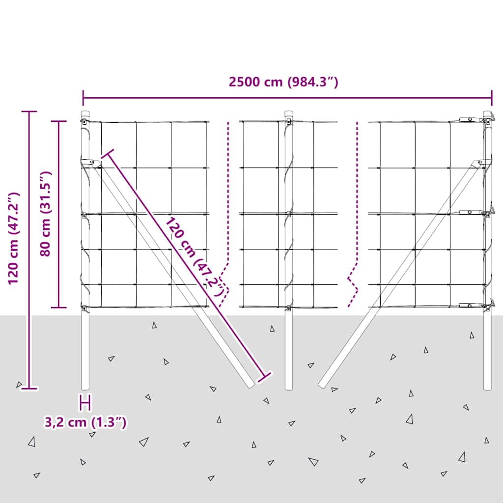 Ground Fix Geschweißter Drahtzaun 25 x 0,8 m (B x H)