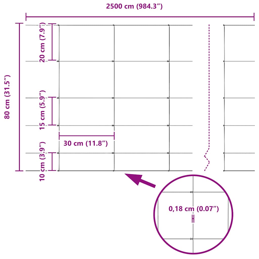 Ground Fix Geschweißter Drahtzaun 25 x 0,8 m (B x H)