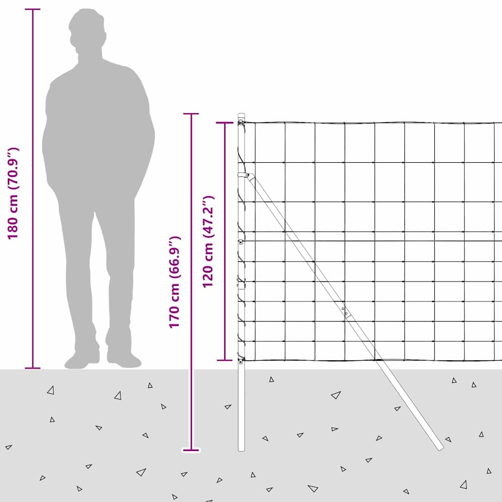 Ground Fix Geschweißter Drahtzaun 25 x 1,2 m Verzinkter Stahl