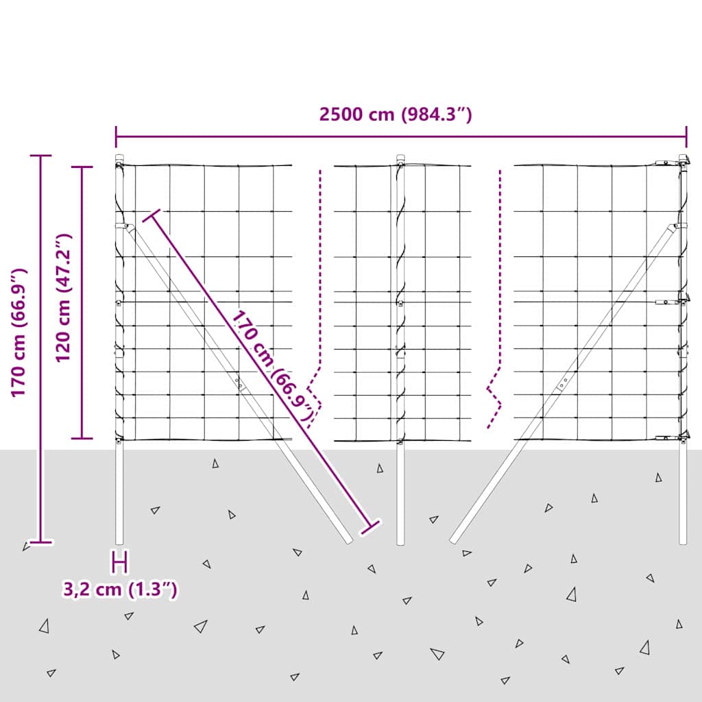 Ground Fix Geschweißter Drahtzaun 25 x 1,2 m Verzinkter Stahl