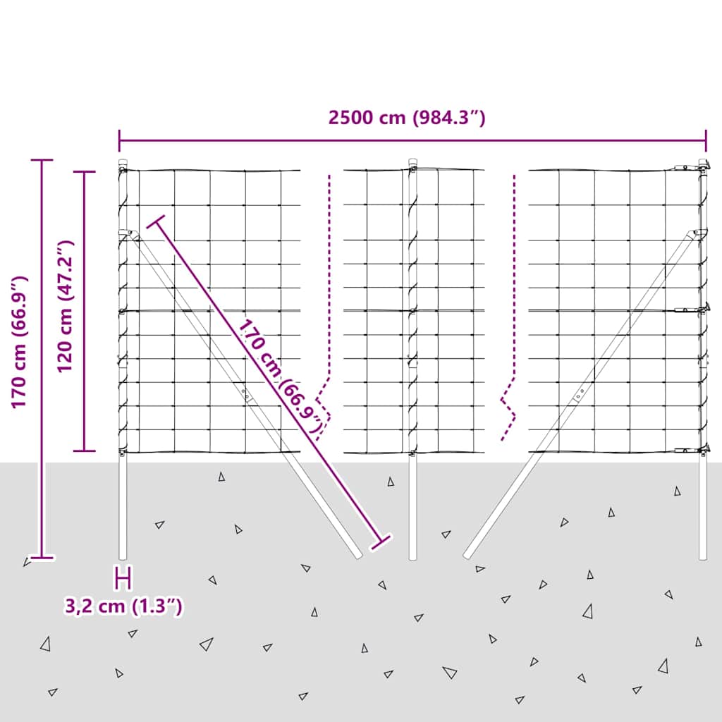 Ground Fix Geschweißter Drahtzaun 25 x 1,2 m (B x H)