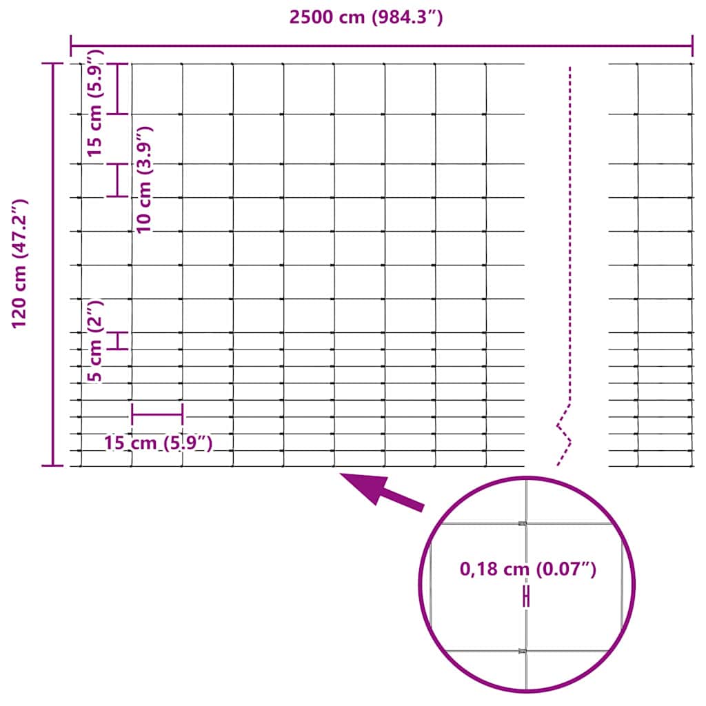 Ground Fix Geschweißter Drahtzaun 25 x 1,2 m (B x H)