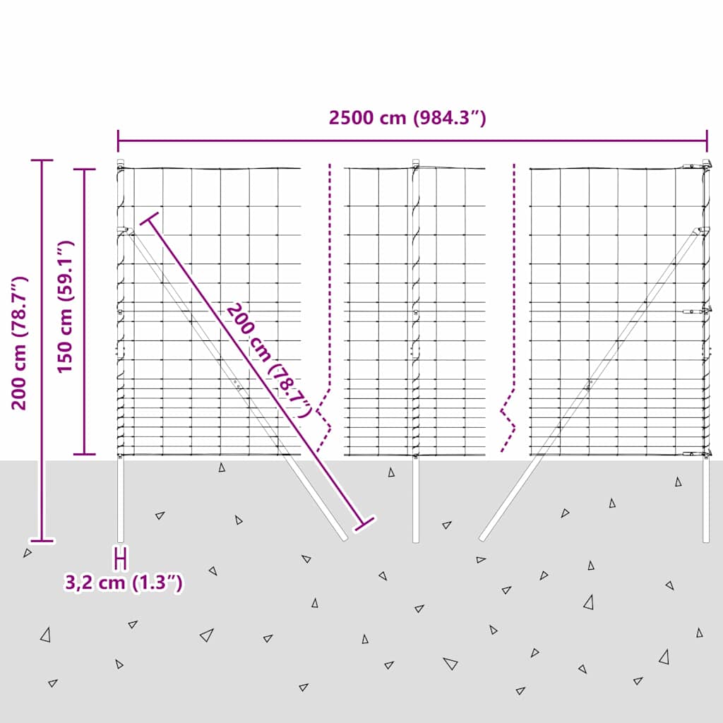 Ground Fix Geschweißter Drahtzaun 25 x 1,5 m Verzinkter Stahl