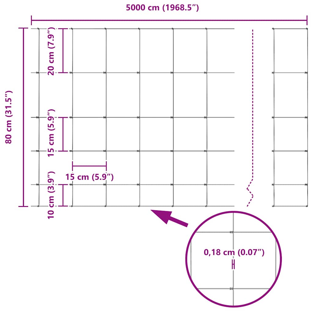 Ground Fix Geschweißter Drahtzaun 50 x 0,8 m (B x H)