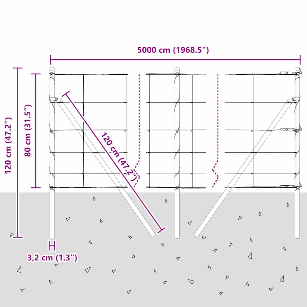 Ground Fix Geschweißter Drahtzaun 50 x 0,8 m (B x H)