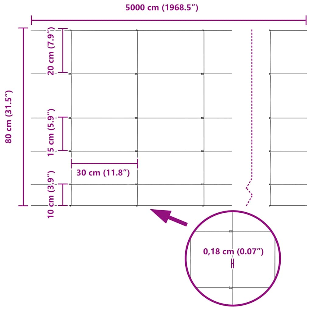 Ground Fix Geschweißter Drahtzaun 50 x 0,8 m (B x H)