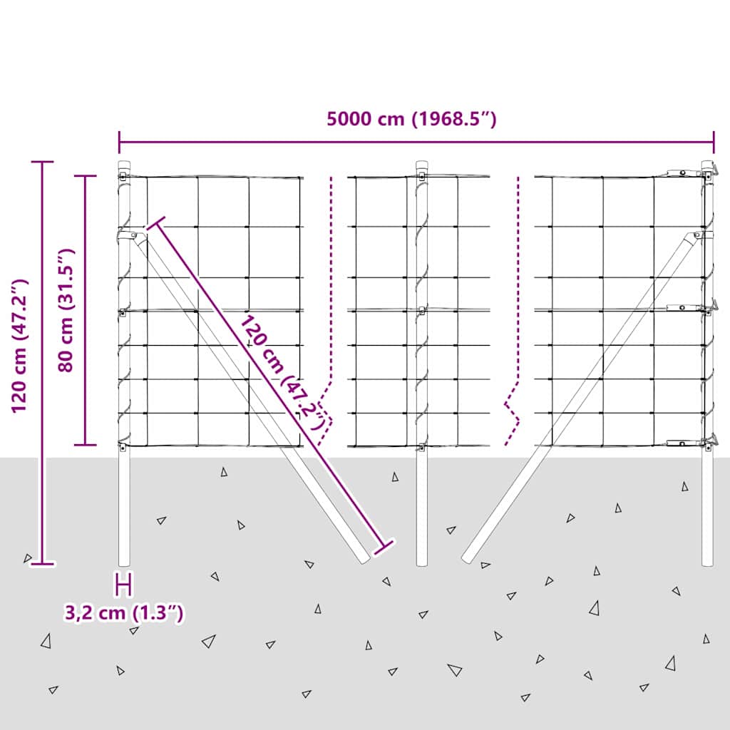 Ground Fix Geschweißter Drahtzaun 50 x 0,8 m (B x H)