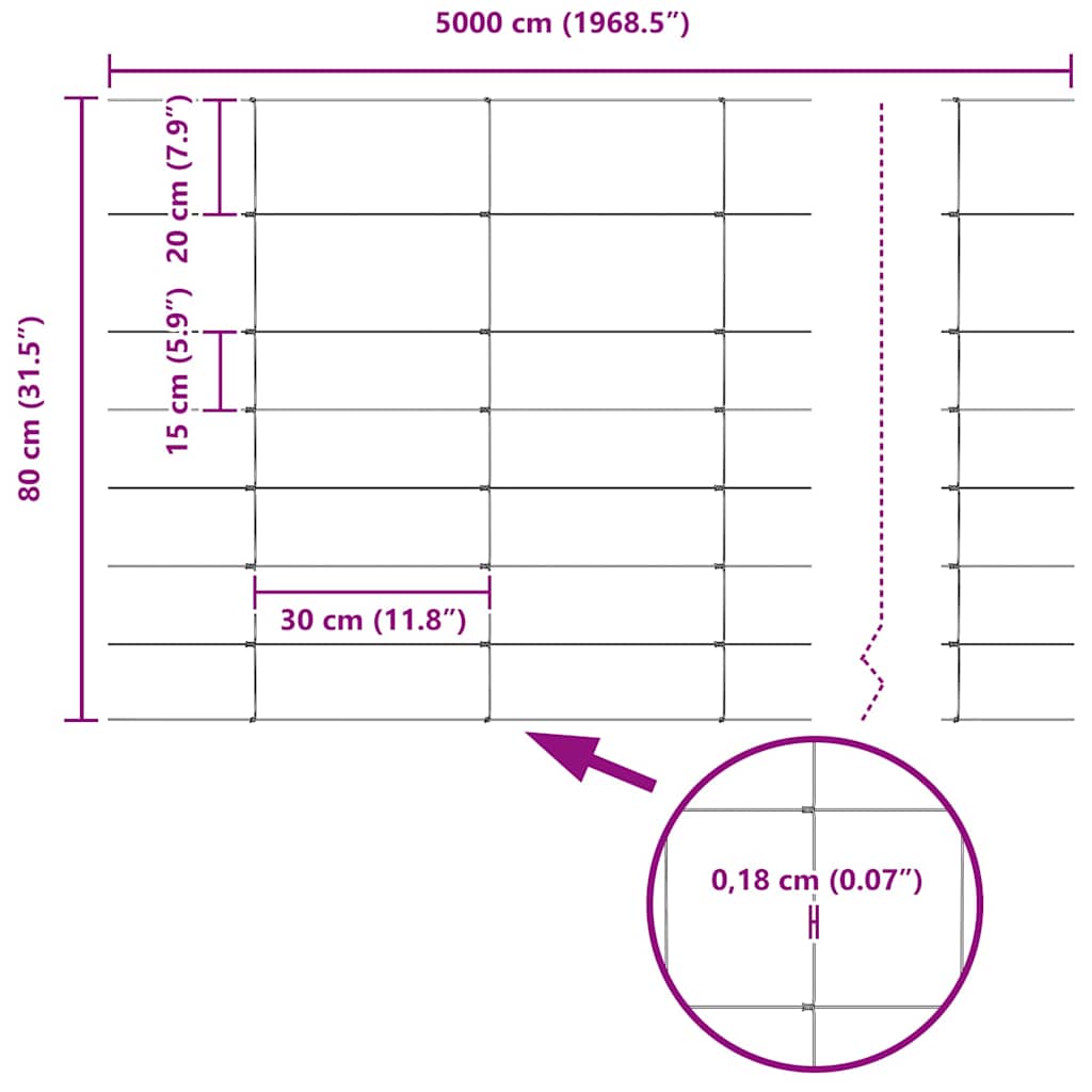 Ground Fix Geschweißter Drahtzaun 50 x 0,8 m (B x H)