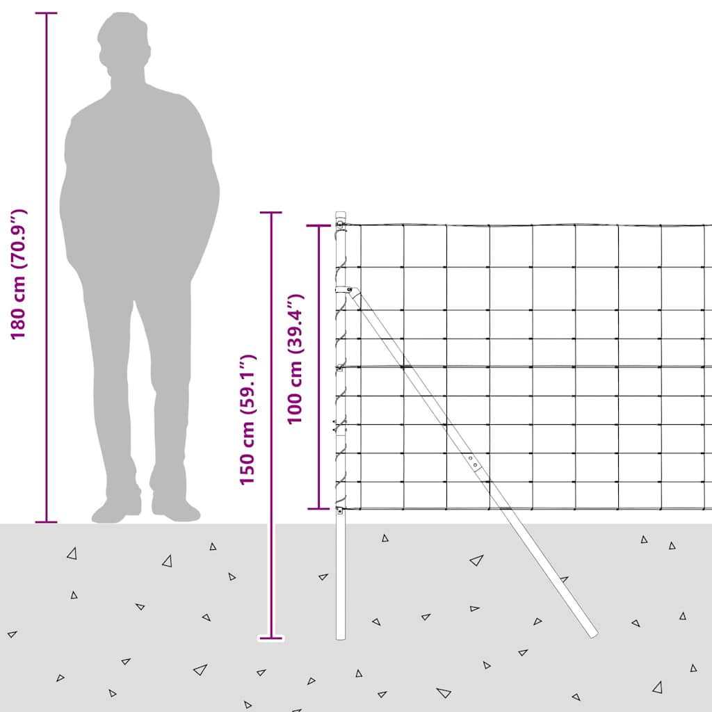 Ground Fix Geschweißter Drahtzaun 50 x 1 m Verzinkter Stahl