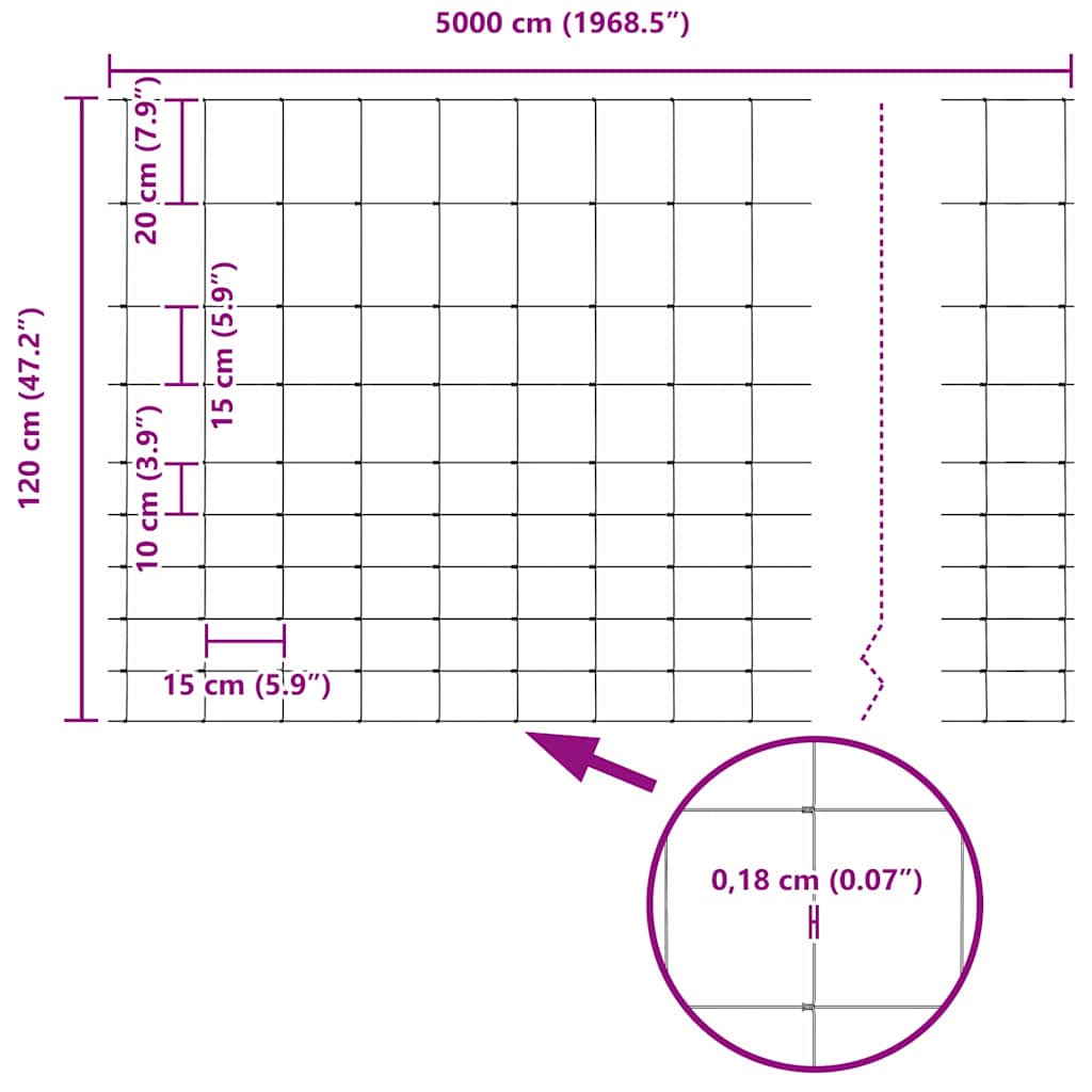 Ground Fix Geschweißter Drahtzaun 50 x 1,2 m (B x H)