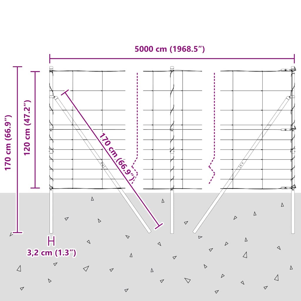Ground Fix Geschweißter Drahtzaun 50 x 1,2 m (B x H)