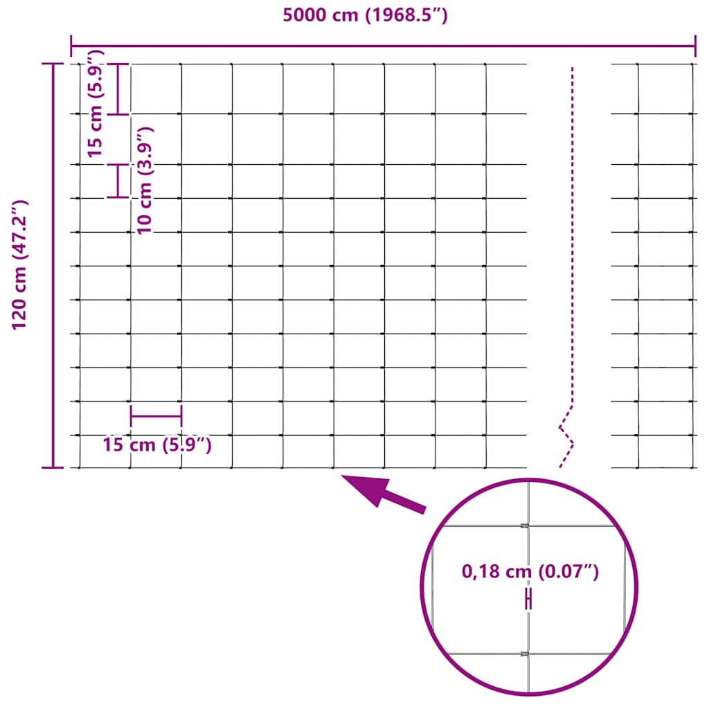 Ground Fix Geschweißter Drahtzaun 50 x 1,2 m (B x H)