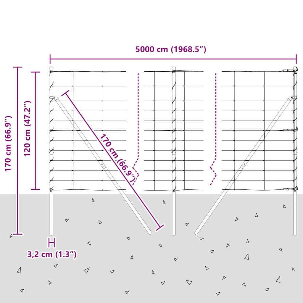 Ground Fix Geschweißter Drahtzaun 50 x 1,2 m (B x H)