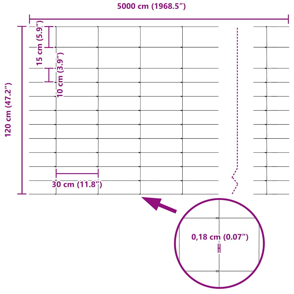 Ground Fix Geschweißter Drahtzaun 50 x 1,2 m (B x H)