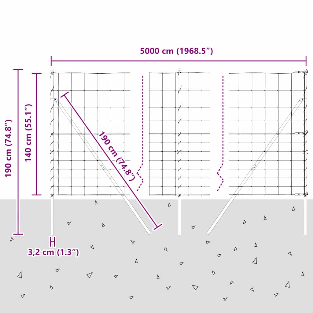 Ground Fix Geschweißter Drahtzaun 50 x 1,4 m (B x H)