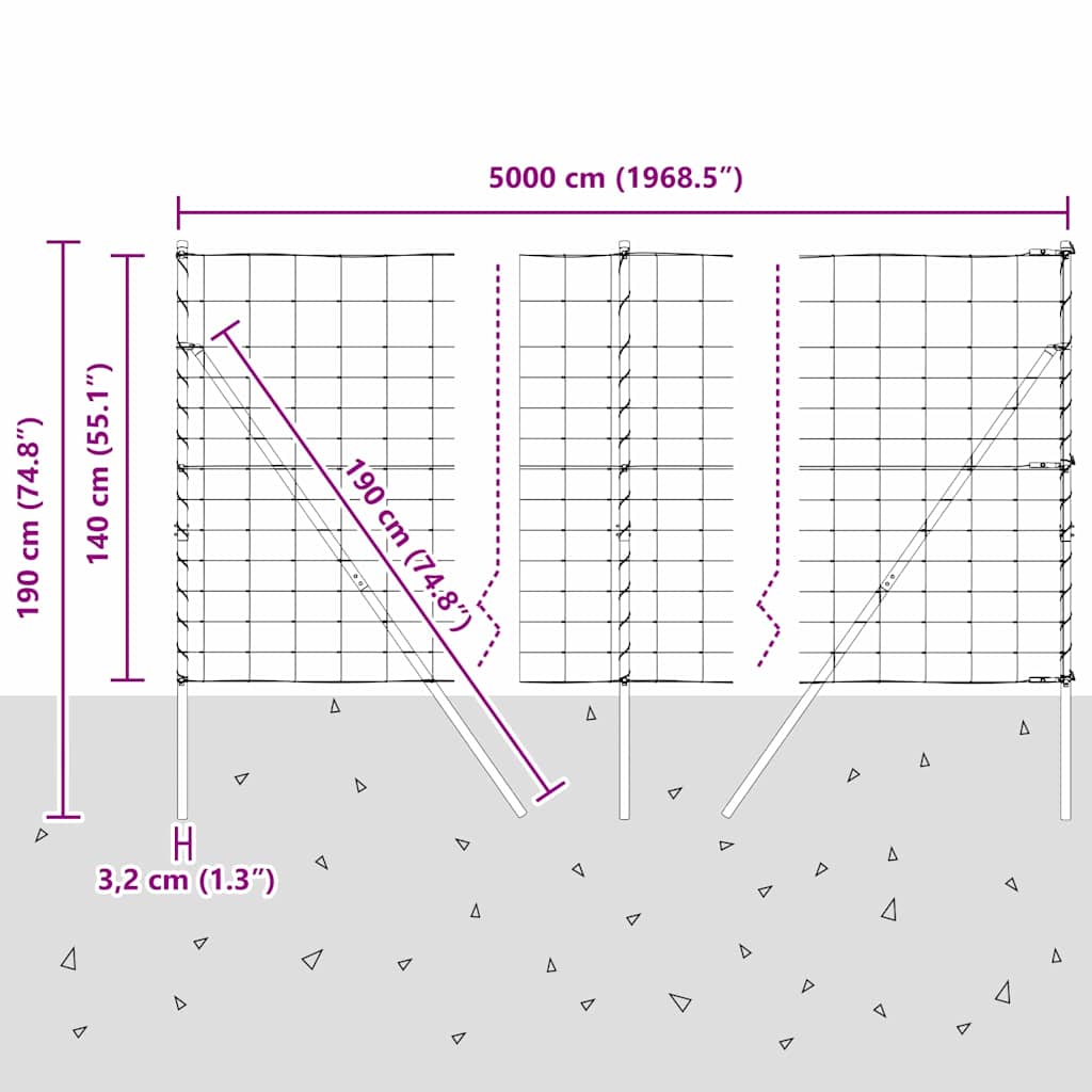 Ground Fix Geschweißter Drahtzaun 50 x 1,4 m (B x H)