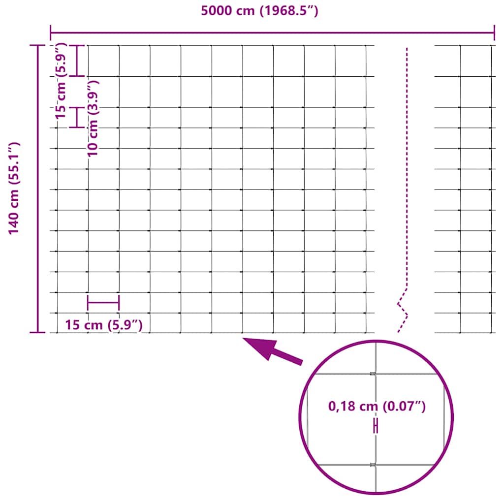 Ground Fix Geschweißter Drahtzaun 50 x 1,4 m (B x H)