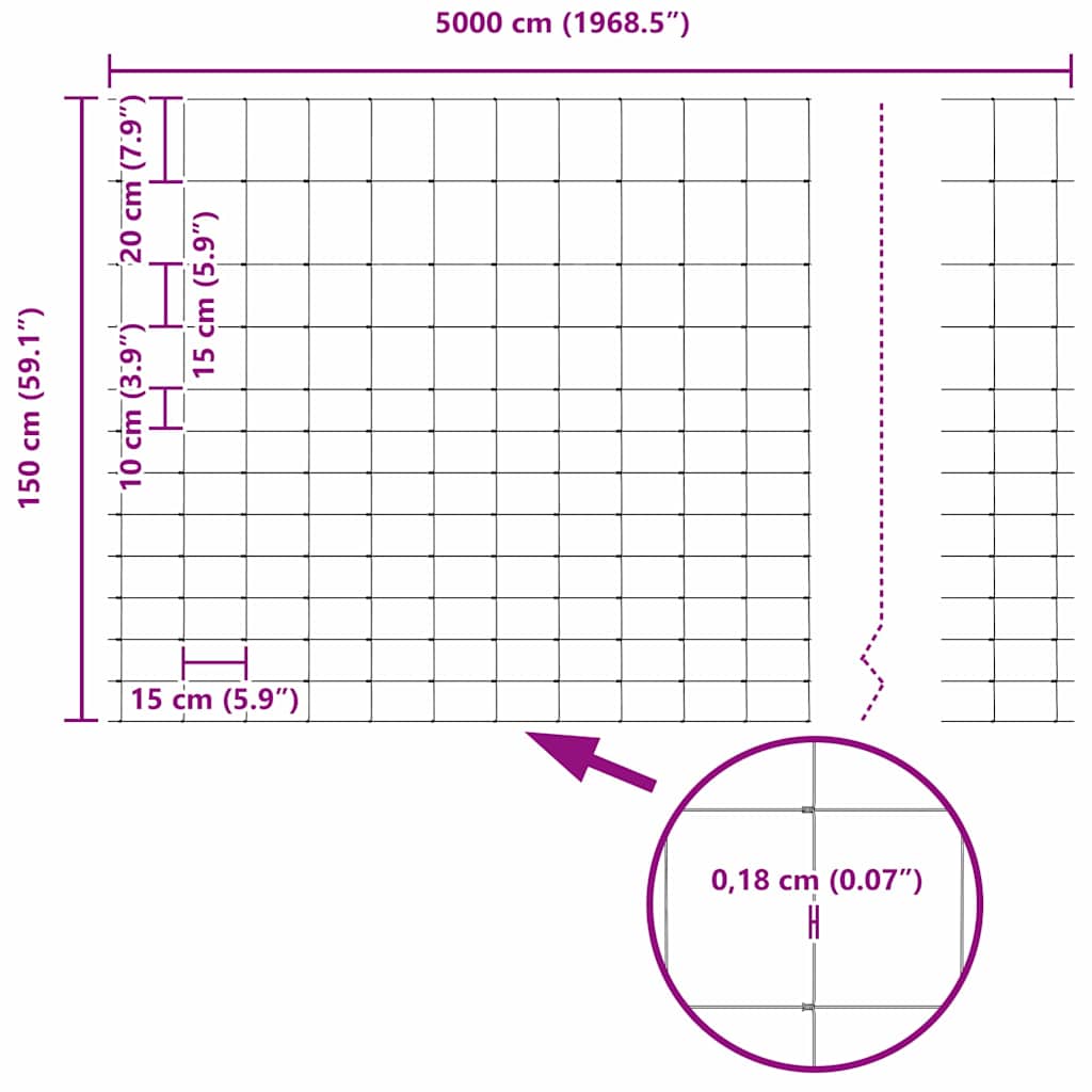 Ground Fix Geschweißter Drahtzaun 50 x 1,5 m (B x H)