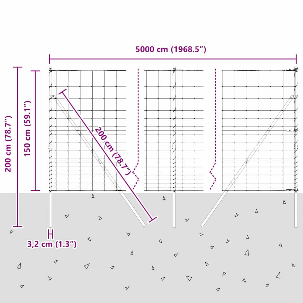 Ground Fix Geschweißter Drahtzaun 50 x 1,5 m (B x H)