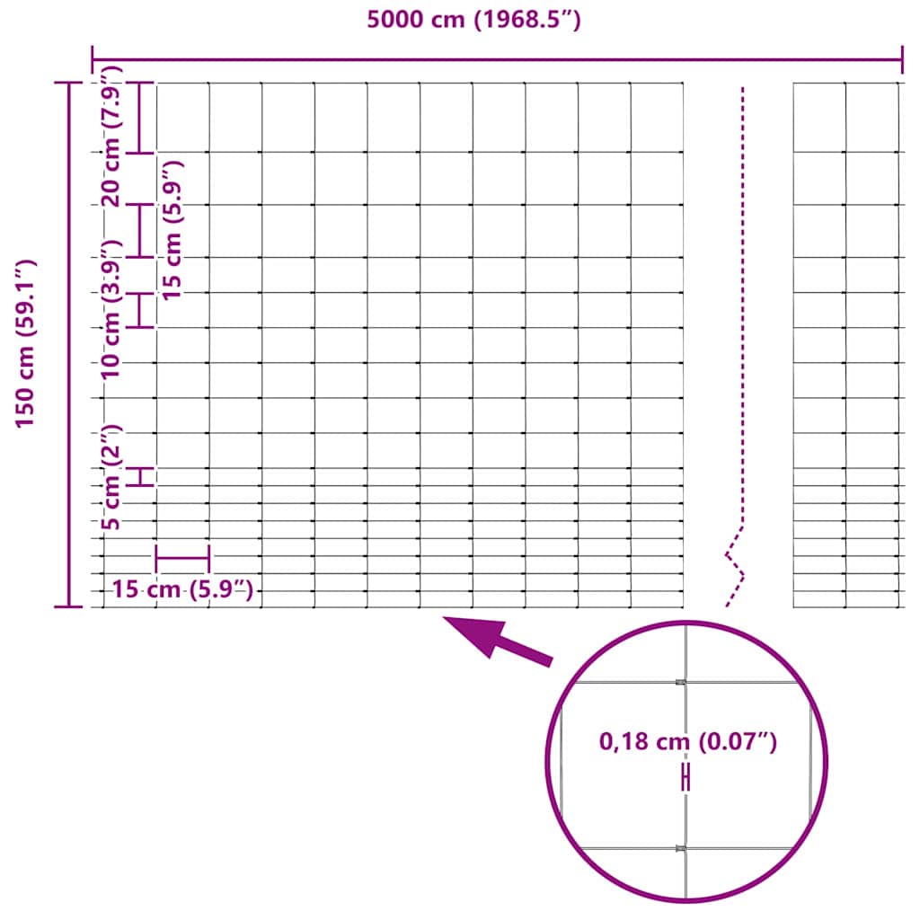 Ground Fix Geschweißter Drahtzaun 50 x 1,5 m (B x H)
