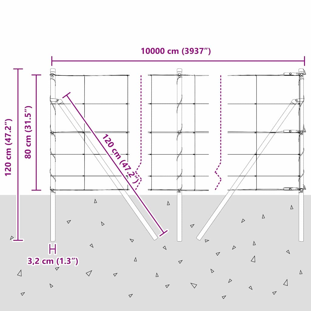 Ground Fix Geschweißter Drahtzaun 100 x 0,8 m (B x H)