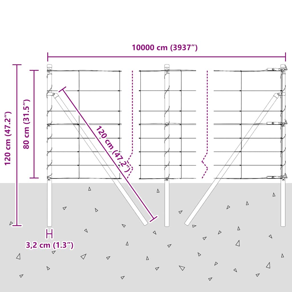 Ground Fix Geschweißter Drahtzaun 100 x 0,8 m (B x H)